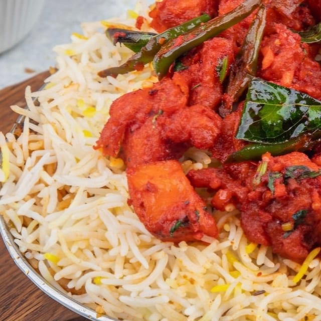 Chicken 65 Biryani.